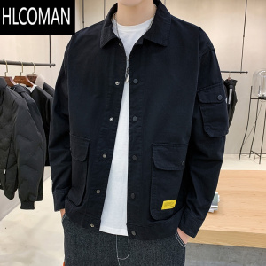 HLCOMAN男士休闲衣服外套男秋季韩版潮流工装夹克男2024新款男装秋装