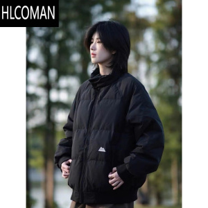 HLCOMAN美式复古立领加厚棒球棉服男女冬季纯色面包服百搭宽松棉衣外套潮