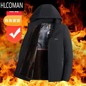 HLCOMAN2024新款金貂绒派克服男士加厚棉服外套冬季中老年爸爸装御寒棉衣