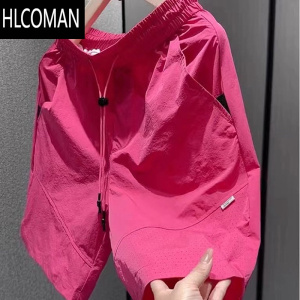 HLCOMAN夏季冰丝速干短裤男潮牌美式工装五分裤薄款透气网孔运动休闲中裤