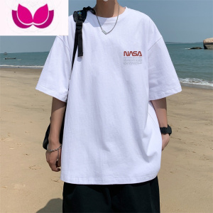 七斓短袖T恤男2023新款夏季港风大码白色体恤衫潮牌ins宽松男装