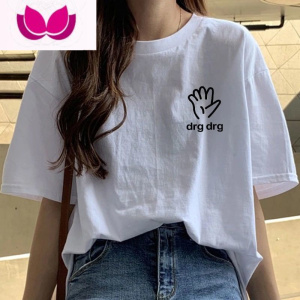 七斓短袖t恤女白色打底衫夏季新款韩版学生宽松印花上衣ins潮