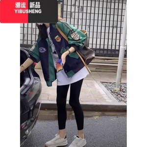 YIBUSHENG设计感小众棒球服短外套女2023新款韩版宽松时尚百搭外穿夹克上衣