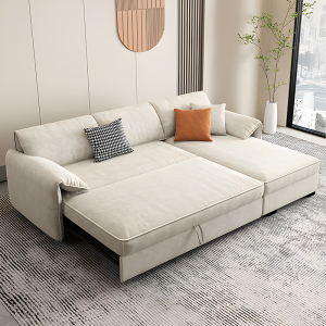 欧梵森 多功能简约现代可折叠的实木沙发床两用经济型小户型家用推拉海绵乳胶沙发床客厅家具