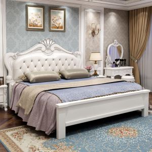 兰秀家居 床 欧式床 双人公主床 现代北欧轻奢床法式雕花婚床皮床欧式卧室家具