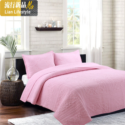 美式棉水洗绗缝床盖床单三件套色空调被夏凉被子枕套特惠 三维工匠