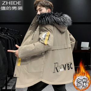 SUNTEK男士外套秋冬季2020新款韩版潮流风衣加绒加厚夹克男冬装保暖衣服风衣