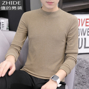 SUNTEK男士长袖T恤2020秋冬季韩版青年V领双面绒打底衫修身体恤男上衣服T恤