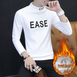 SUNTEK秋冬季半高领长袖T恤卫衣男加绒加厚潮牌韩版青少年高中学生外套T恤