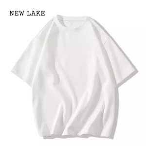 NEW LAKE美式复古纯棉插肩短袖t恤女夏季oversize设计感小众宽松半袖上衣
