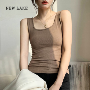 NEW LAKE冰丝针织小吊带背心女夏季设计感辣妹外穿修身洋气小衫无袖上衣潮