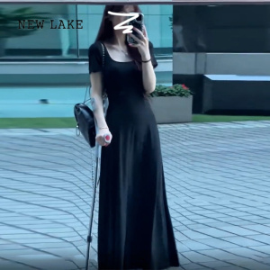 NEW LAKE法式黑色包臀连衣裙子女夏季2024新款夏装搭配一整套高端精致长裙