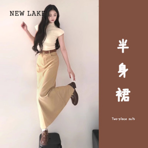 NEW LAKE韩剧女主穿搭盐系轻熟法式连衣裙子职业两件套装夏季女装港风长裙