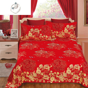 舒适主义结婚床单单件红色床单大红色婚庆1.5米床1.8米床2.0m床双人酒店用