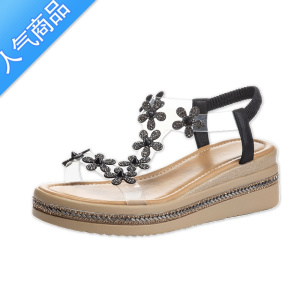 SUNTEK香港潮牌波西米亚风凉鞋女2023夏季新款法式小高跟仙女罗马鞋超火