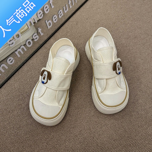 SUNTEK设计感小众原创可爱小狗小白帆布鞋女2023年夏季新款厚底休闲板鞋
