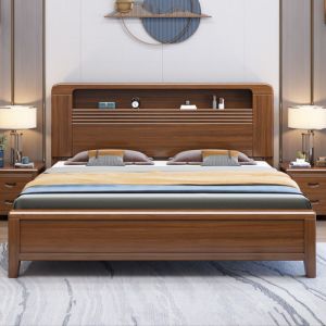百冠环球北欧实木床1.5米单床1.8米双人床现代简约实木高箱储物床