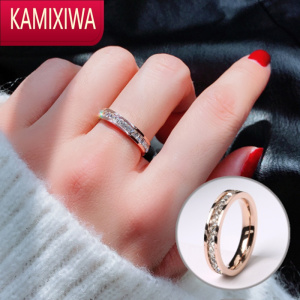 KAMIXIWA食指钛钢戒指女不掉色日韩国玫瑰金潮人网红简约个性百搭学生指环
