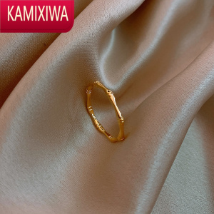 KAMIXIWA竹节戒指女日系轻奢小众设计感食指指环ins潮时尚网红冷淡风素圈
