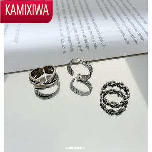 KAMIXIWA三件套指环复古罗马数字戒指男女ins潮网红个性简约食指开口戒子