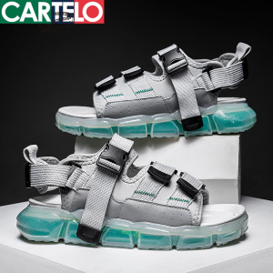 [线下专柜同款]卡帝乐鳄鱼(CARTELO)新款爆米花凉鞋男夏季休闲运动凉拖鞋外穿