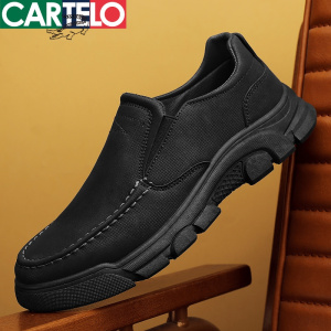 [线下专柜同款] 卡帝乐鳄鱼(CARTELO)新款男士一脚蹬休闲鞋男鞋休闲皮鞋