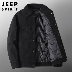 JEEP SPIRIT吉普灯芯绒羽绒服男日系夹克冬季爸爸装休闲工装服