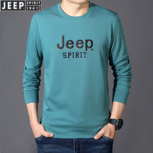 JEEP SPIRIT吉普长袖T恤男秋季新款纯色字母刺绣上衣