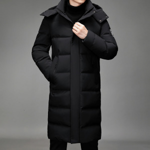 JPDUN男士羽绒服新款韩版时尚长款冬装男式羽绒服青年带帽拉链保暖开衫外套男风衣