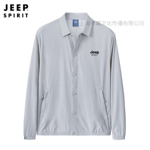 JEEP SPIRIT2024年夏季新款轻薄防晒男士冰丝美式休闲翻领皮肤衣