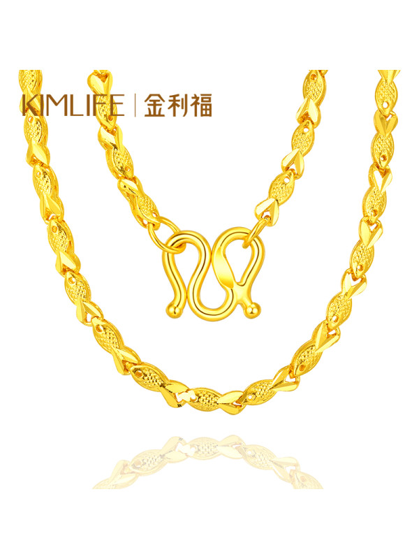 金利福珠宝黄金项链999足金女士项链百搭小鱼儿项链送爱人f00142