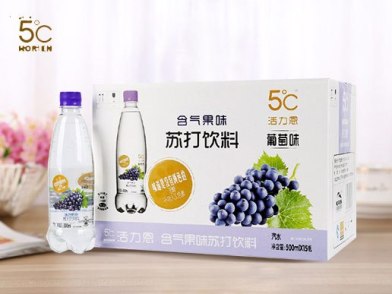 5°c活力恩 含气苏打水饮料pet 葡萄味 500ml*15瓶 整箱 第二件半价