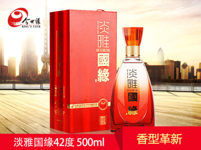 今世缘淡雅国缘42° 500ml 婚宴佳品生态好酒苏宁品质