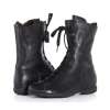 皮尔世绅全牛皮绑带马丁靴侧拉链中筒靴靴子女鞋902601黑色(35)
