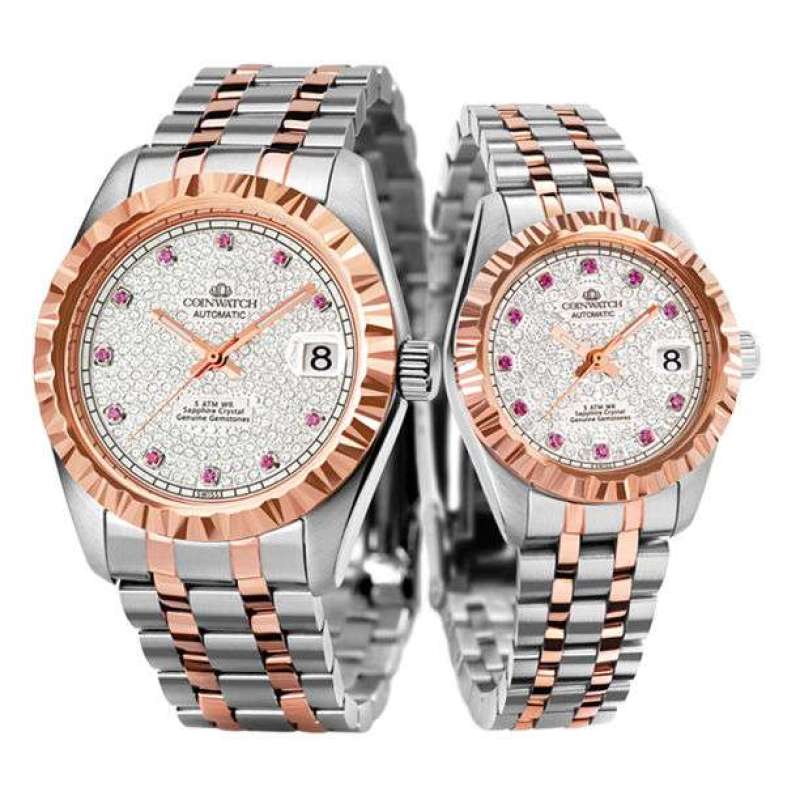 科因沃奇 Coinwatch皇家系列全自动机械镶红宝石情侣对表C103RSV&C104RSV