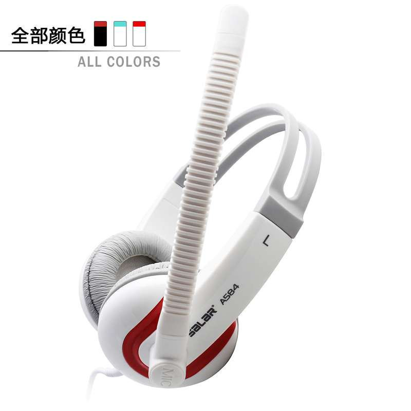声籁(Salar) 有线耳机 A584 头戴式耳机 (白红)