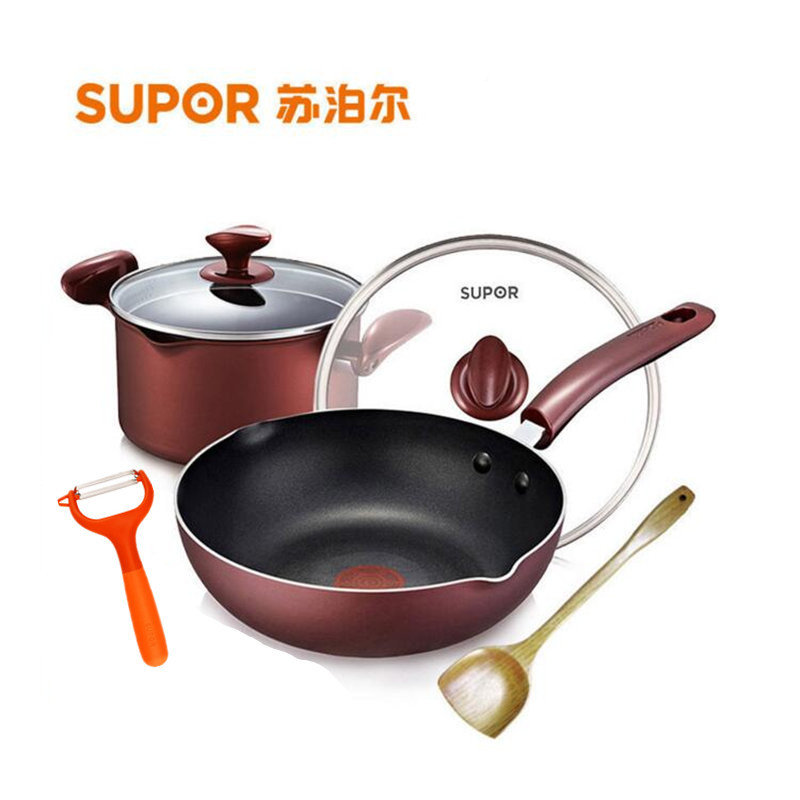 苏泊尔不粘 锅具套装锅 火红点煎炒锅无油烟不粘锅汤锅木铲组合3件套锅具 电磁炉燃气通用T1101Q苏泊尔炊具烹饪套装锅具