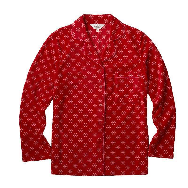 VANCL凡客诚品 摇粒绒温馨情侣家居服（女款上装） 红底雪花 XL