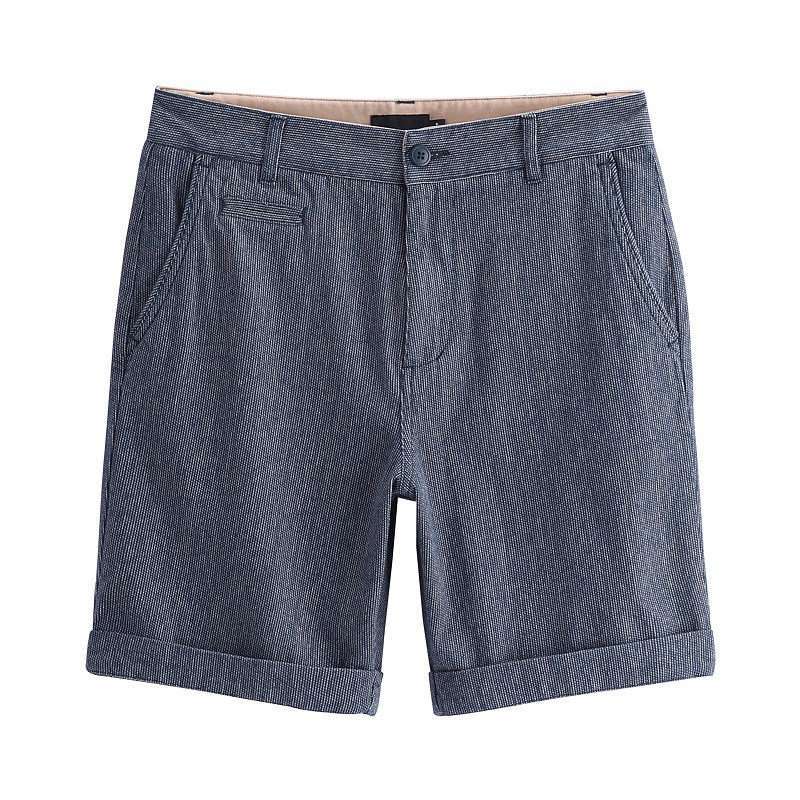 VANCL凡客诚品 经典竖条纹翻边短裤 蓝竖条纹 XL