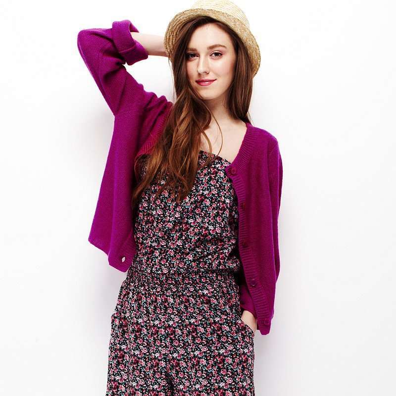 VANCL凡客诚品 Iris圆领长袖针织开衫 深秋紫 XS