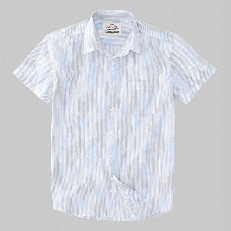 VANCL凡客诚品 时尚印花短袖衬衫 几何图案E XL
