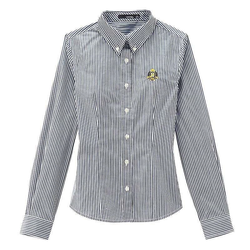 VANCL凡客诚品 学院风条纹长袖衬衫 蓝色条纹 XS