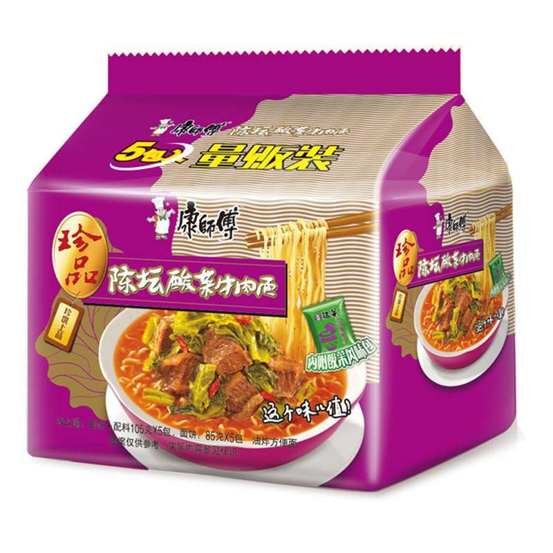 康师傅珍品袋酸菜牛肉五连包(整箱)