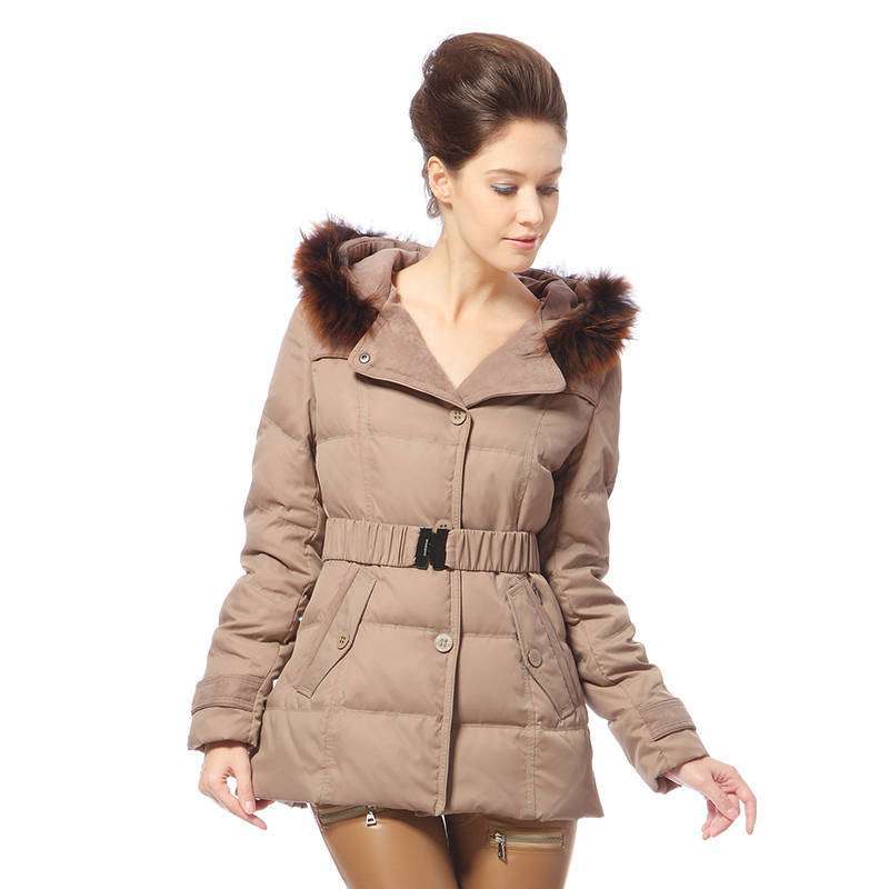 2012 秋冬新品 波司登 羽绒服正品 女修身腰带连帽短款 B1