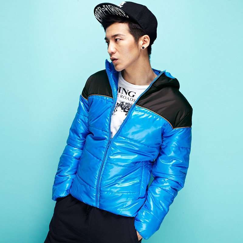 VANCL凡客诚品 男士明媚冬日亮彩拼色运动棉服40713亮蓝色XXL