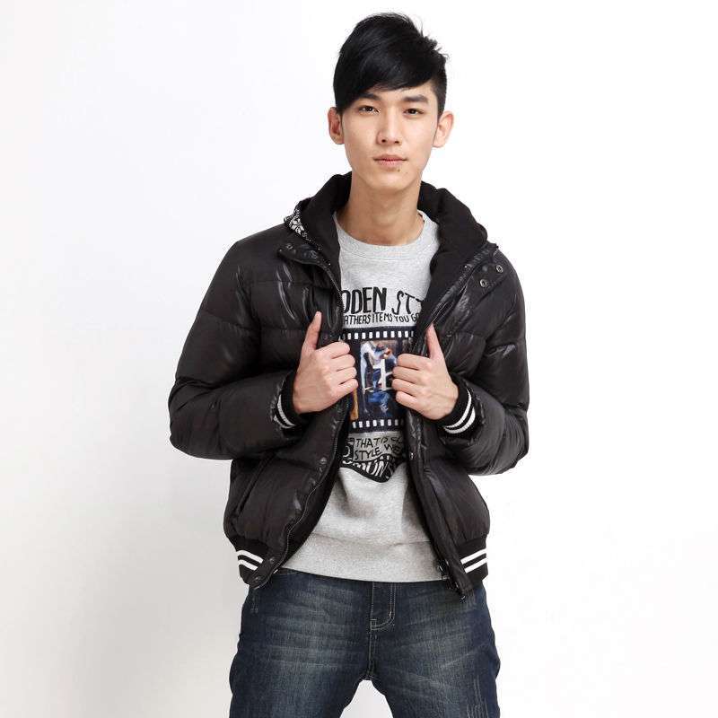 唐狮 男针织连帽羽绒服11141107240490105(黑色L)