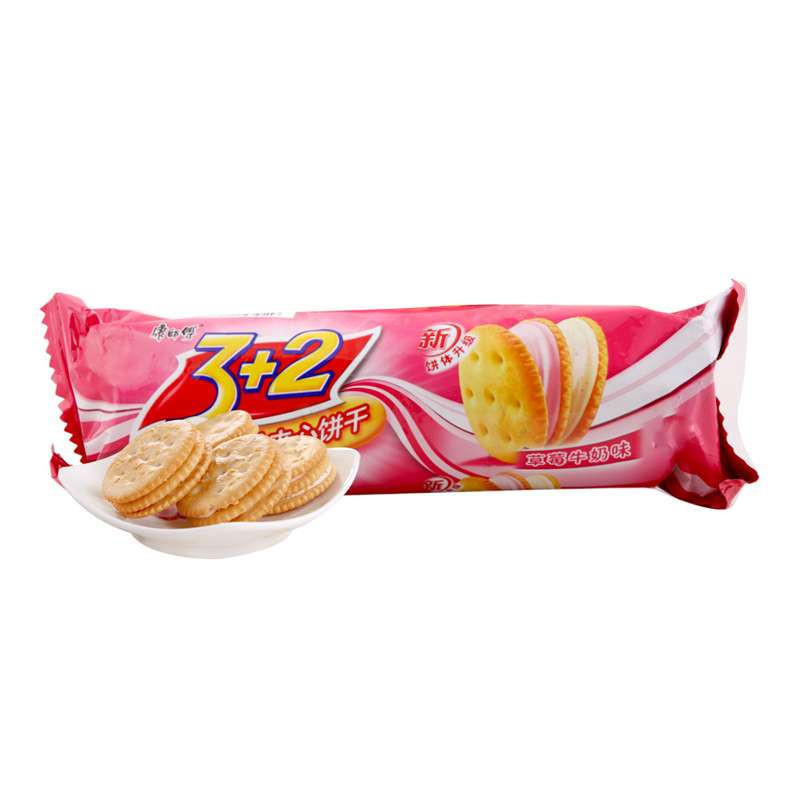 康师傅3+2酥松夹心饼干草莓牛奶味118g