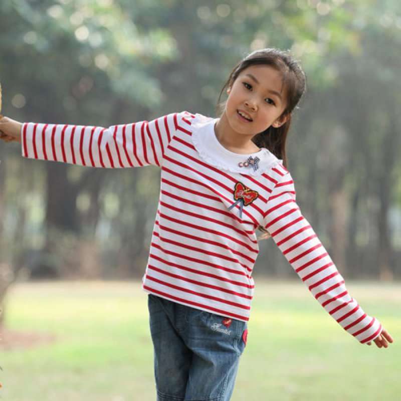 凡兜童装女款针织圆领长袖上衣18210101187红色/130