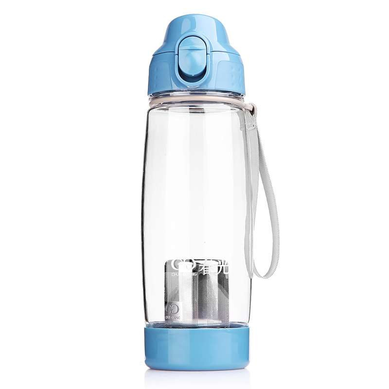 春光铠甲塑料杯泡茶师610ML蓝色CG-8303底部打开装茶叶