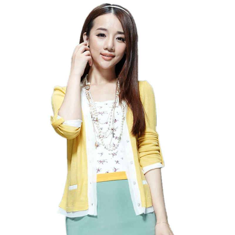 唐狮 女式 女门襟撞色开衫613121045003(姜黄S)